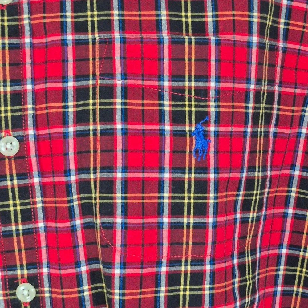 Ralph Lauren youth red plaid button down shirt boys‎ large Christmas holidays